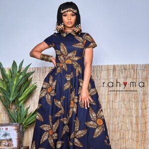 NWT- Rahyma African Print Rose Vintage Maxi Dress in Size Medium